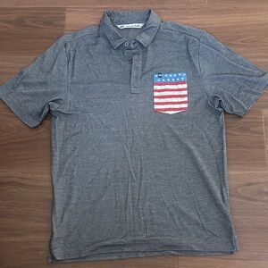 Travis Mathew Gray Polo with Flag Pocket